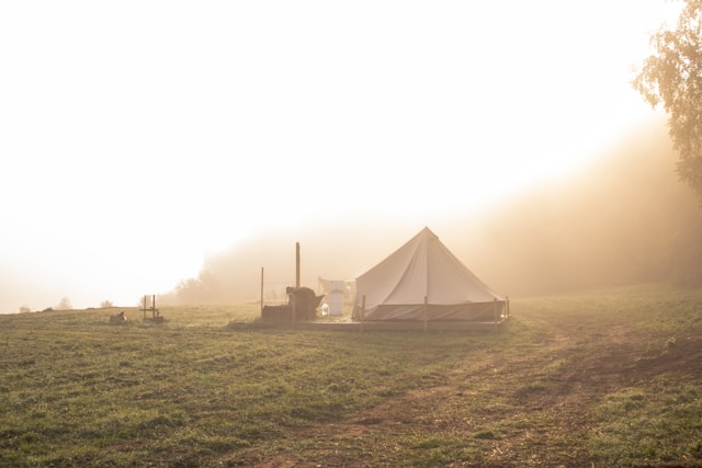 Old weathered tent in nature